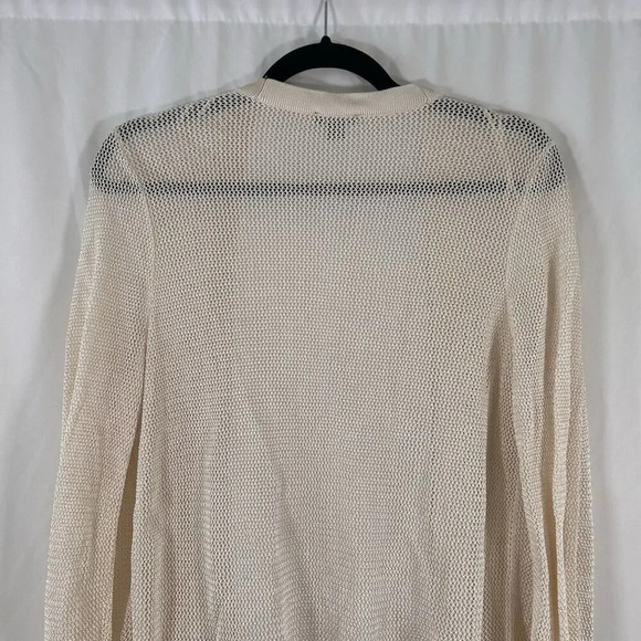 Ann Taylor Cardigan Women's Medium Off White Open Knit Open Front Long Sleeve - Picture 9 of 10